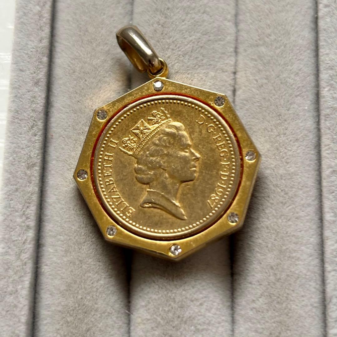 風 八角形 ゴールドカラー ペンダントトップ 遺品整理 0122-14