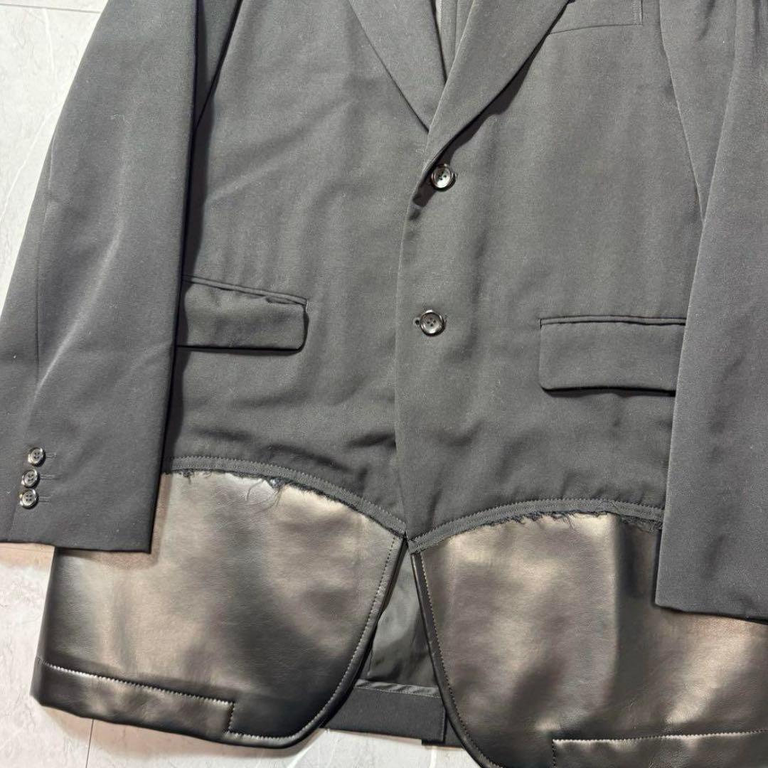 コムデギャルソンオムプリュス　ジャケット　19SS　フェイクレザー切替　断ち切り