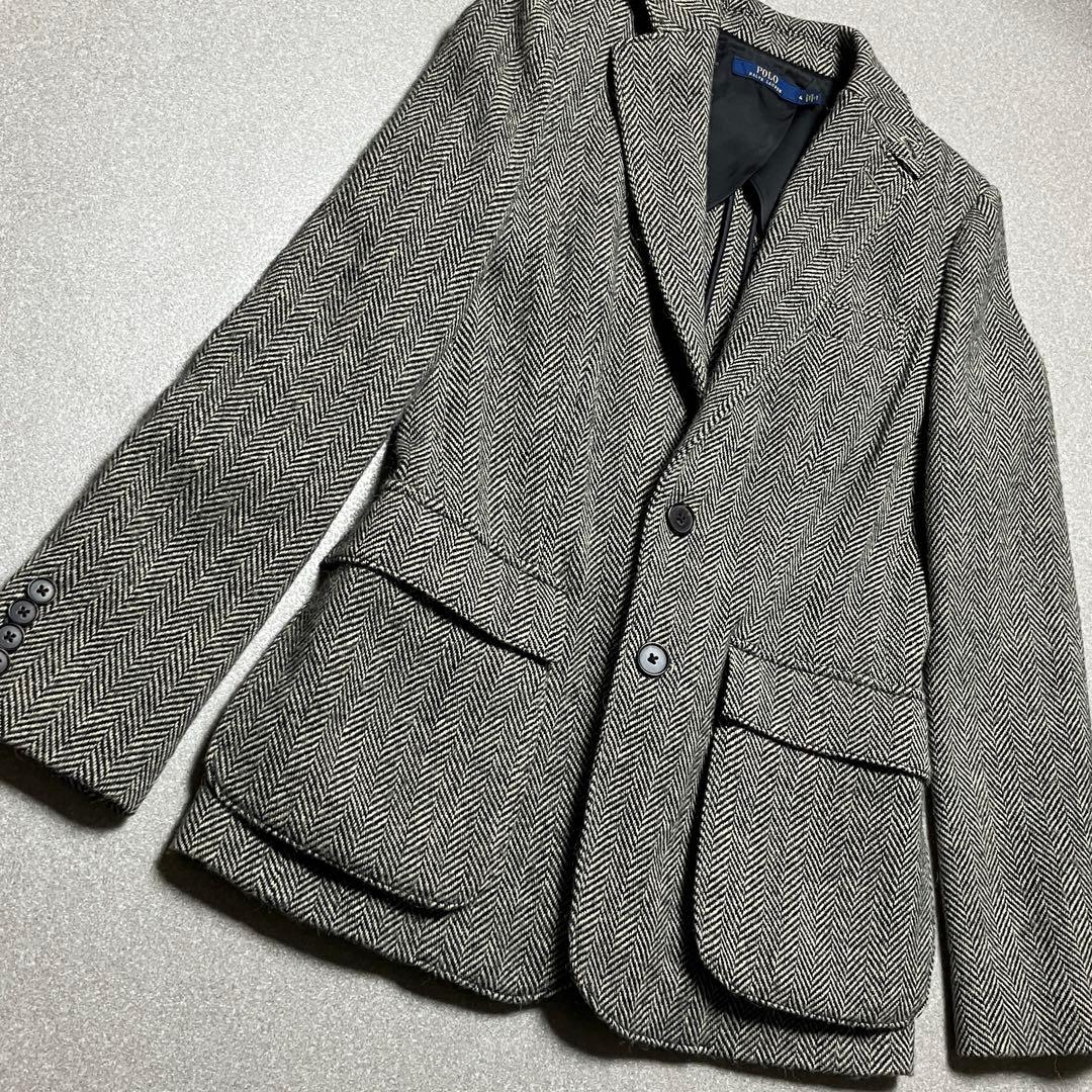 ポロラルフローレン ヘリンボーン アルパカ ラムウール テーラードジャケット