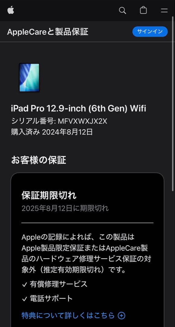 未使用に近い　24年8月購入　iPad Pro 12.9 第6世代 256GB