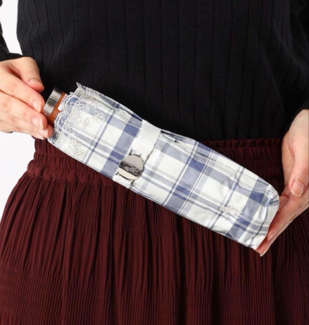 新品★ポロラルフローレン★チェック刺繍 晴雨兼用折りたたみ日傘 雨傘★ブルー白