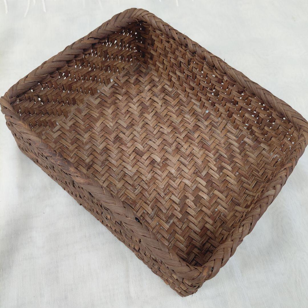 山葡萄　かご　裁縫箱　刺し子ふきん付き