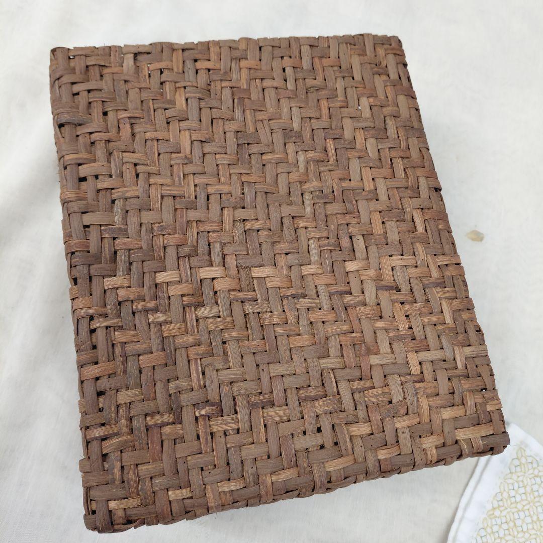 山葡萄　かご　裁縫箱　刺し子ふきん付き