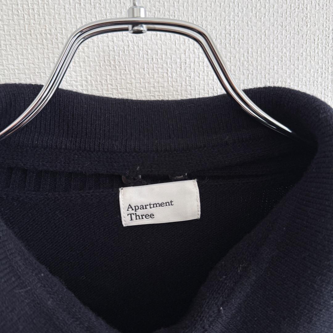 即完 Apartment Three カシミヤ混 ニットポロセーター ネイビー