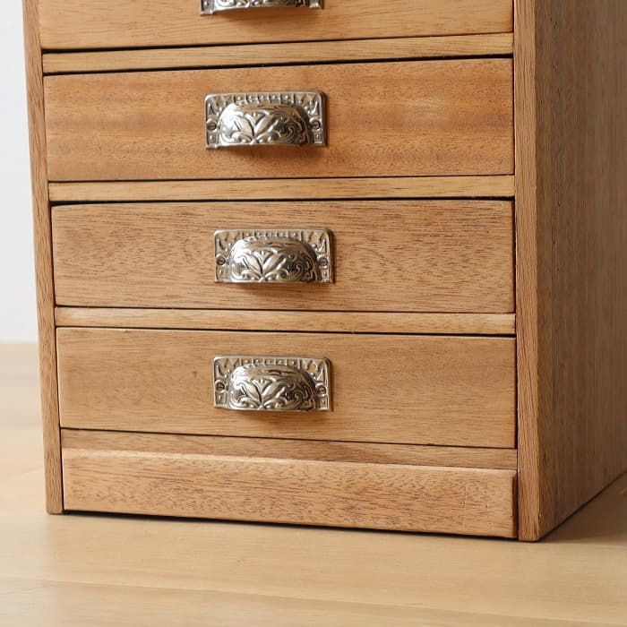 アンティーク 整理箱 タンス 古家具 ラワン 引き出し6杯 無塗装