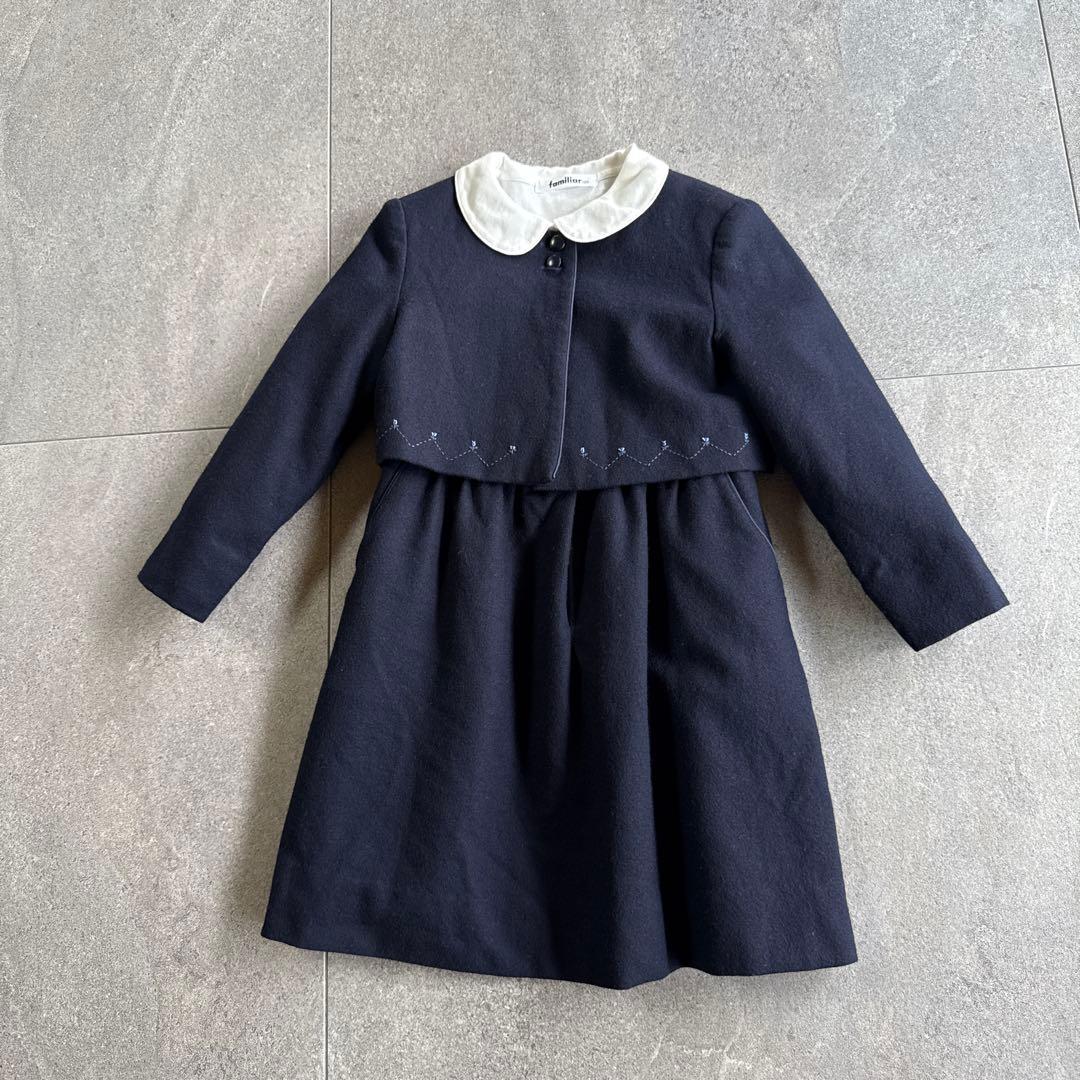 familiarフォーマル 115 ワンピース+ボレロ　濃紺　ブラウス　120