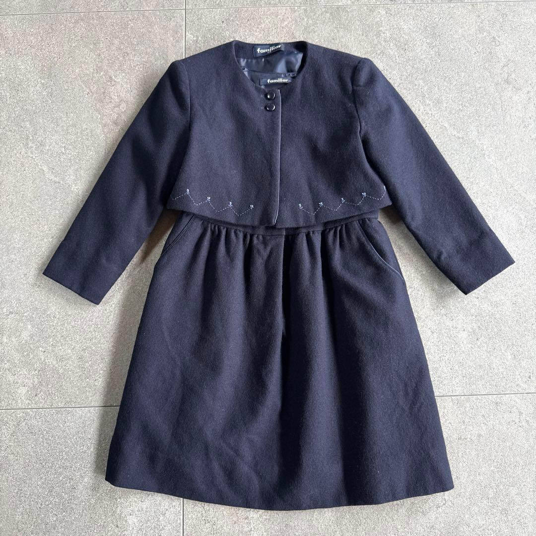 familiarフォーマル 115 ワンピース+ボレロ　濃紺　ブラウス　120