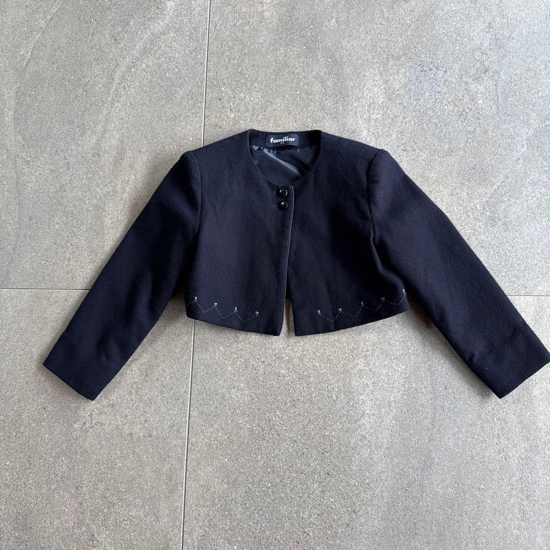 familiarフォーマル 115 ワンピース+ボレロ　濃紺　ブラウス　120