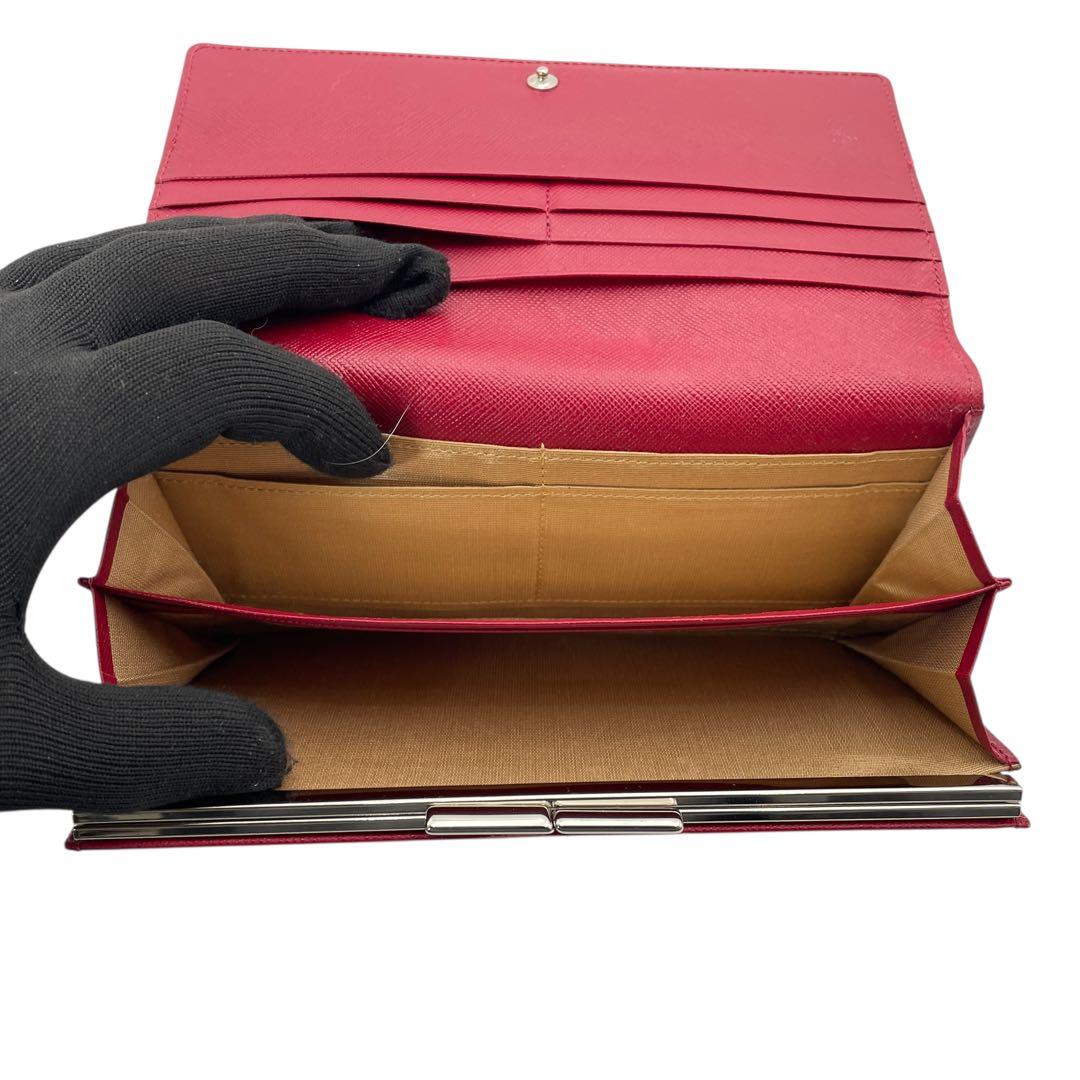 BURBERRY バーバリー ノバチェック がま口 二つ折り 長財布 レッド