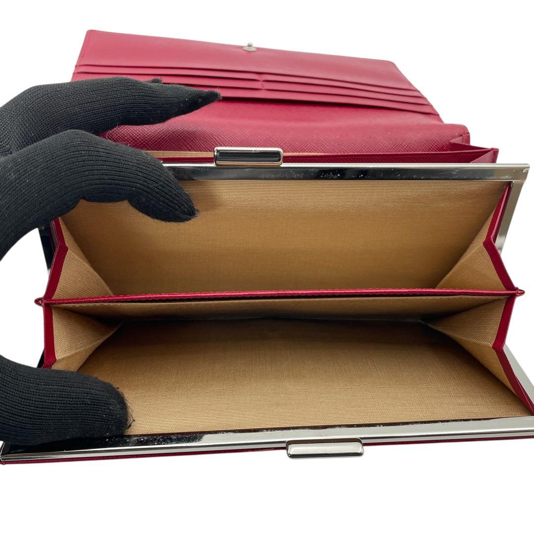 BURBERRY バーバリー ノバチェック がま口 二つ折り 長財布 レッド