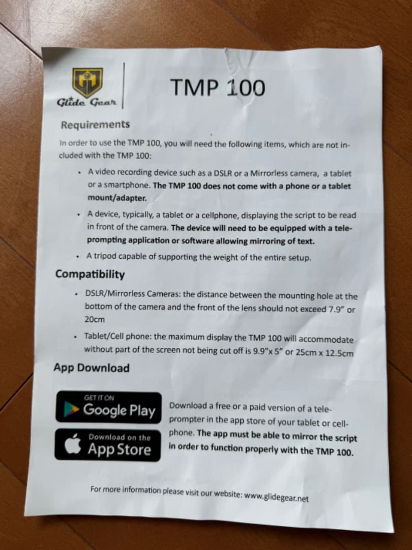 Glide Gear テレプロンプター ビームガラス付「スマホ/タブレット対応」