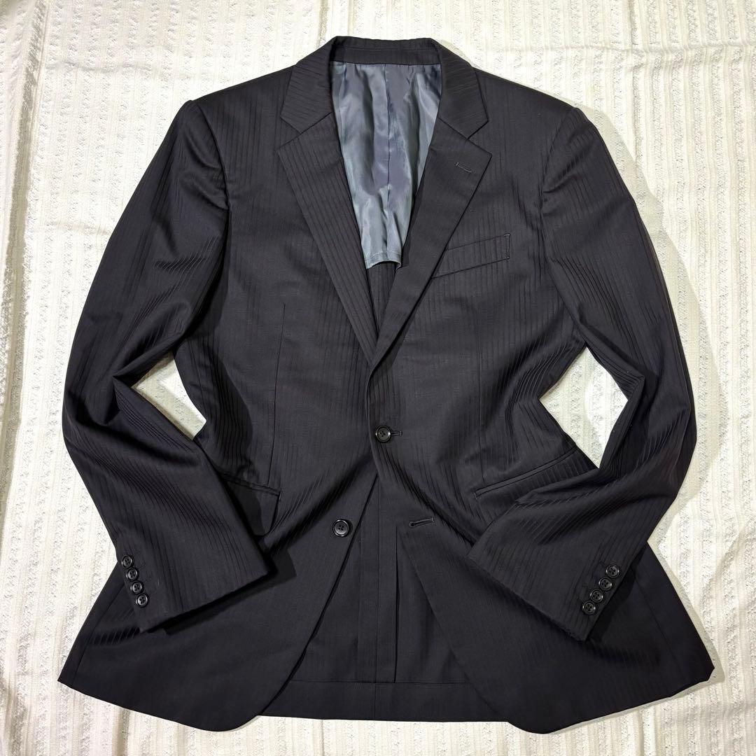 ⭐︎最高級　タケオキクチ　super 100　セットアップ　ストライプ　ブラック