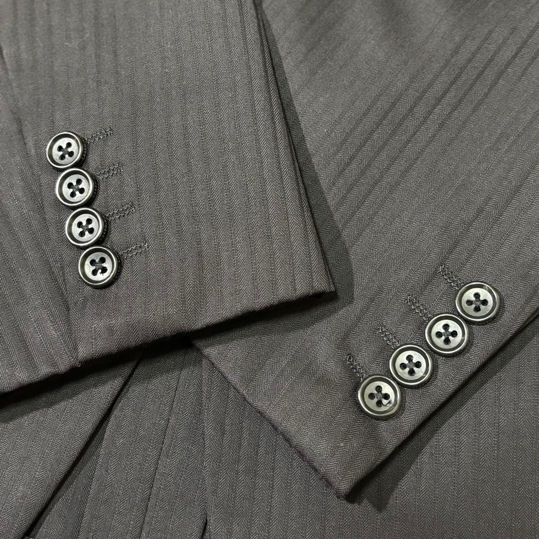 ⭐︎最高級　タケオキクチ　super 100　セットアップ　ストライプ　ブラック