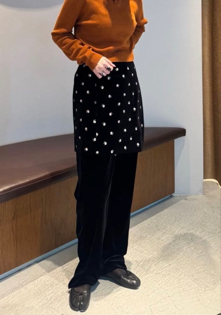 CABaN/キャバン ベロア PETIT ROSEプリントミニスカート　スカート