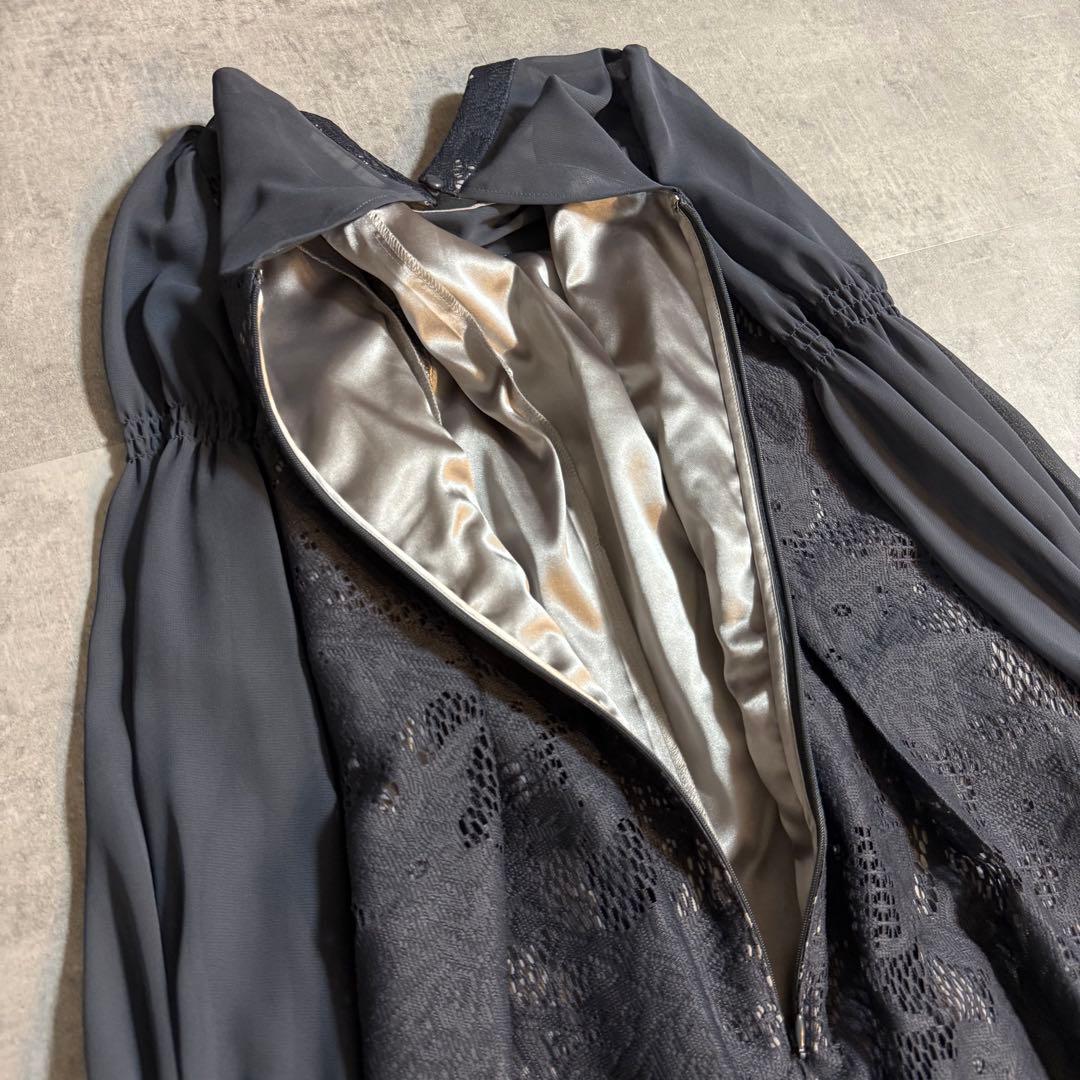 kana シャーリング キャンディースリーブ アシンメトリー ドレス 結婚式 L