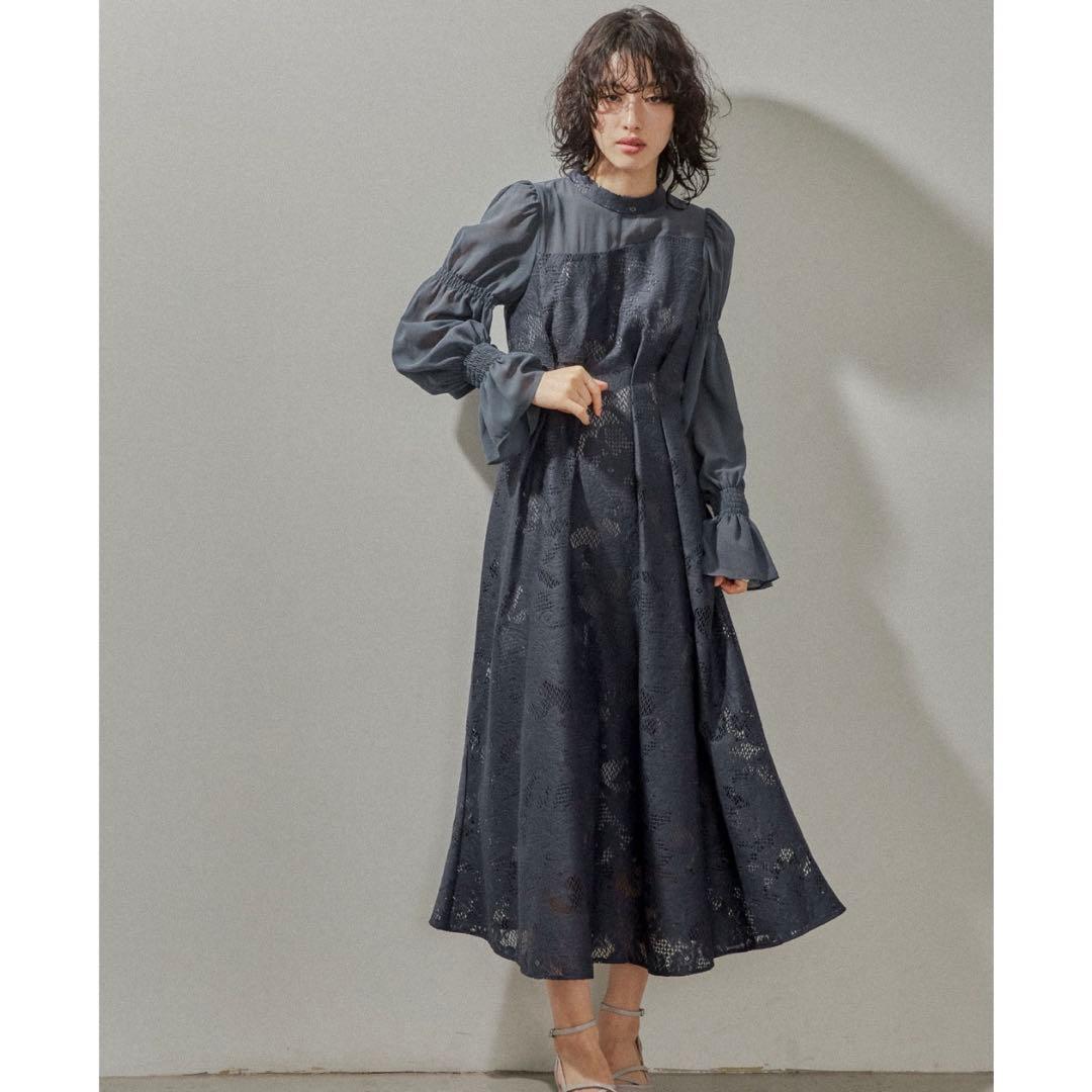 kana シャーリング キャンディースリーブ アシンメトリー ドレス 結婚式 L