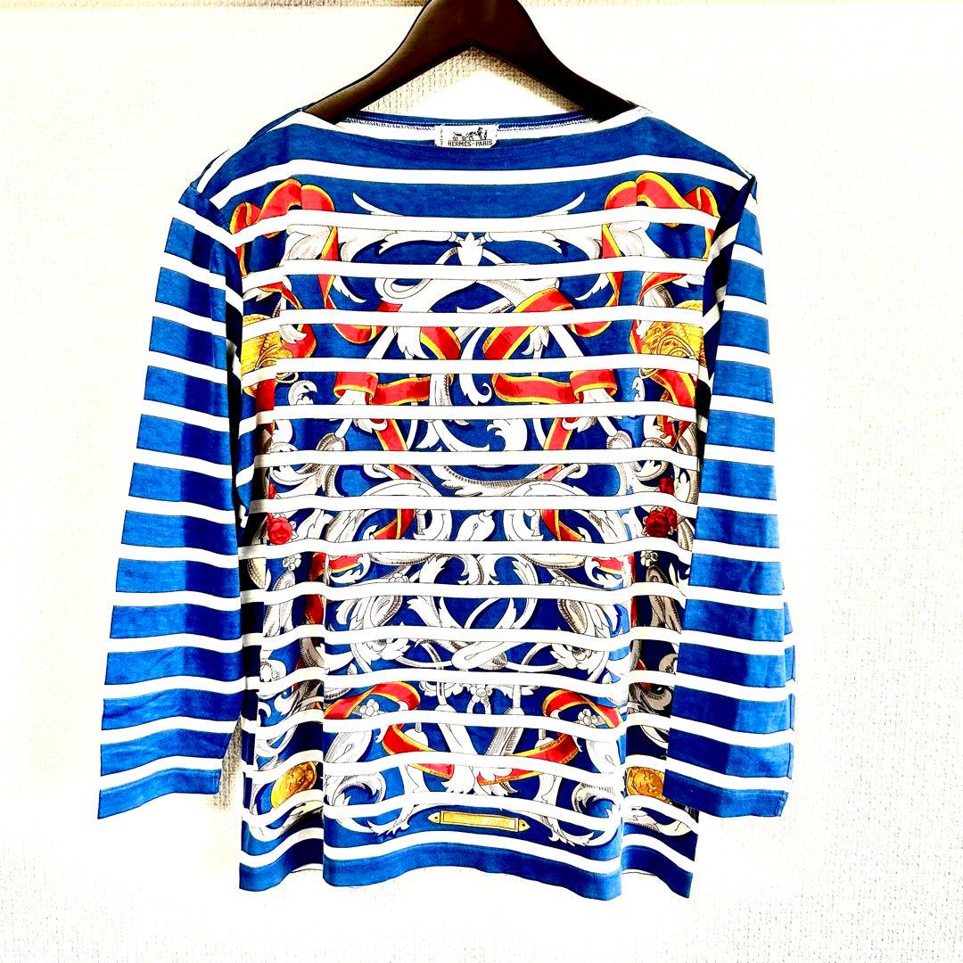 極美品 HERMES レディース ボーダーロングT 轡の気品