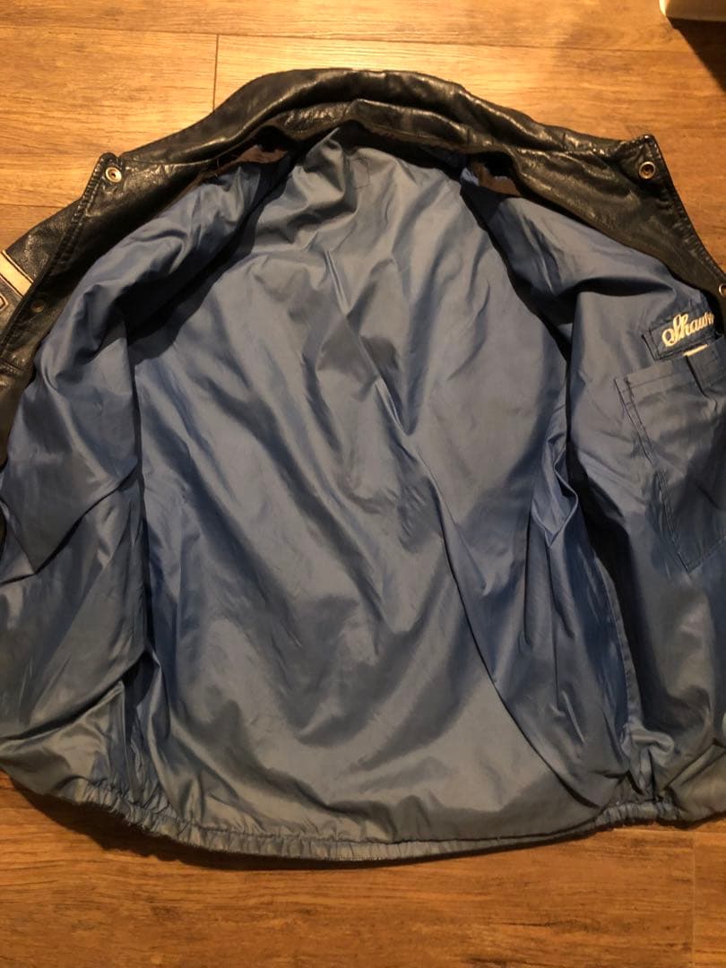 オールレザー スタジャン vintage ネイビー ボロ