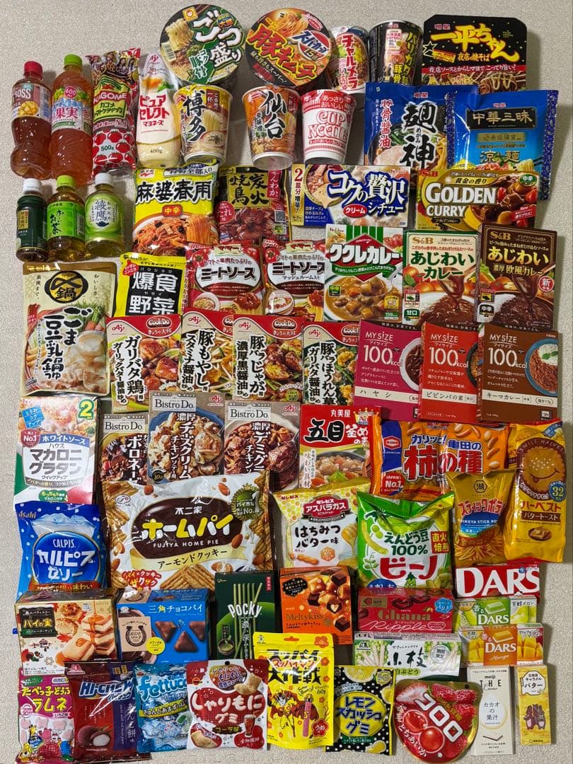 食品まとめ売り　詰め合わせ　計65点　カップ麺　菓子　カレー　他
