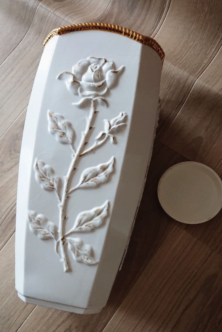 ホワイト陶器製六角形傘立て ポルトガル製