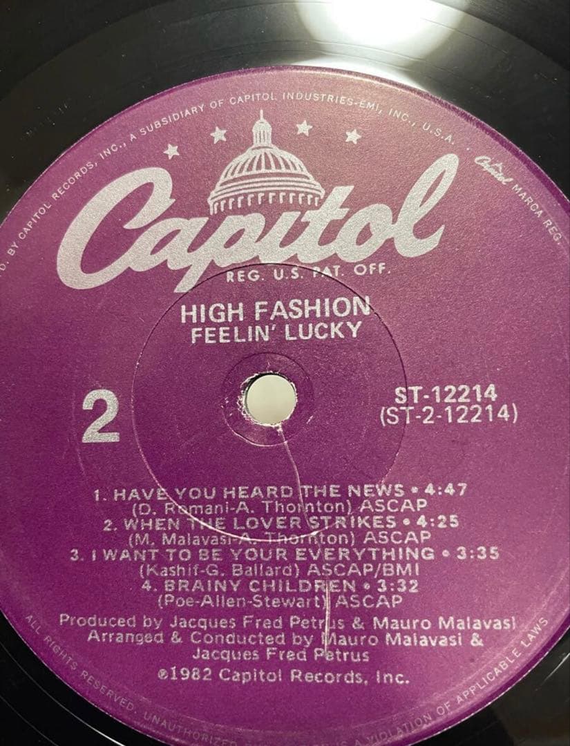 HIGH FASHION FEELIN' LUCKY レコード
