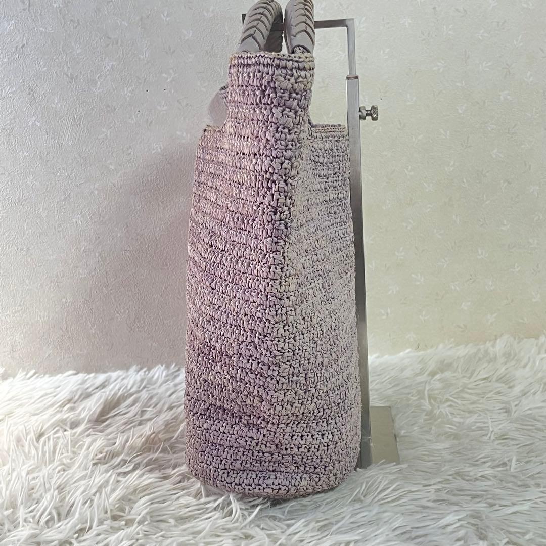 HELEN KAMINSKI ラフィアバッグ カゴバッグ レザーハンドル　グレー