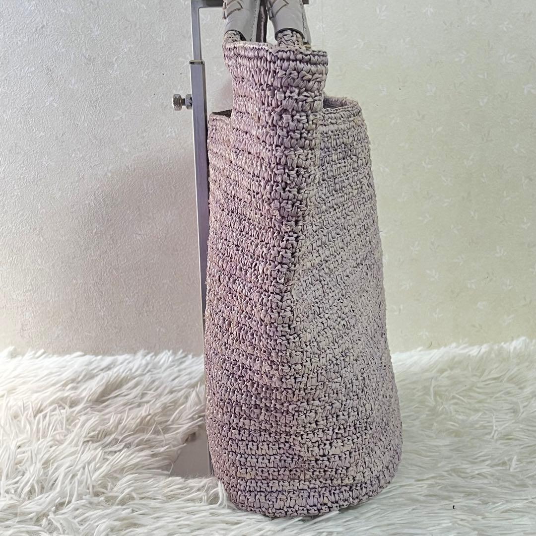 HELEN KAMINSKI ラフィアバッグ カゴバッグ レザーハンドル　グレー