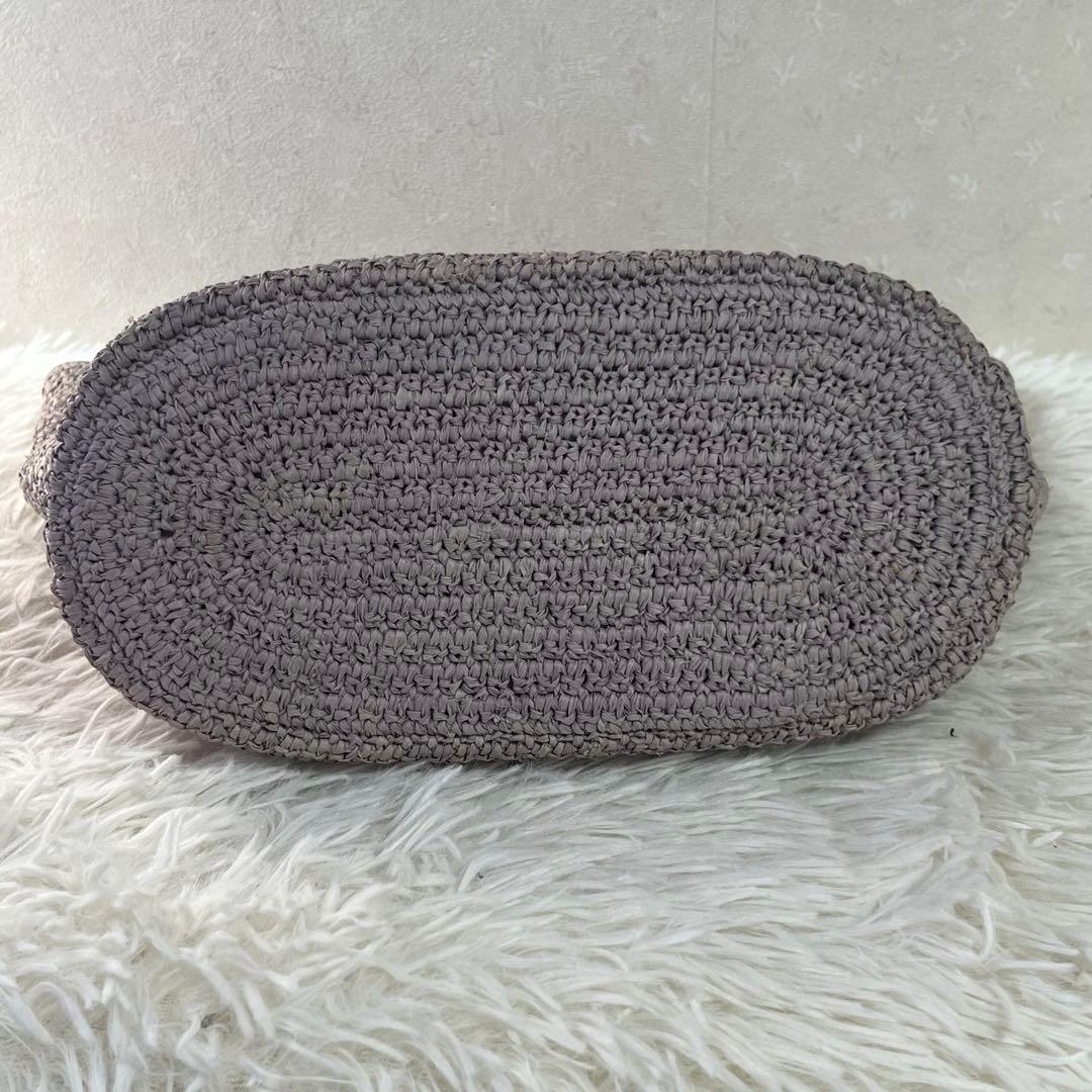 HELEN KAMINSKI ラフィアバッグ カゴバッグ レザーハンドル　グレー