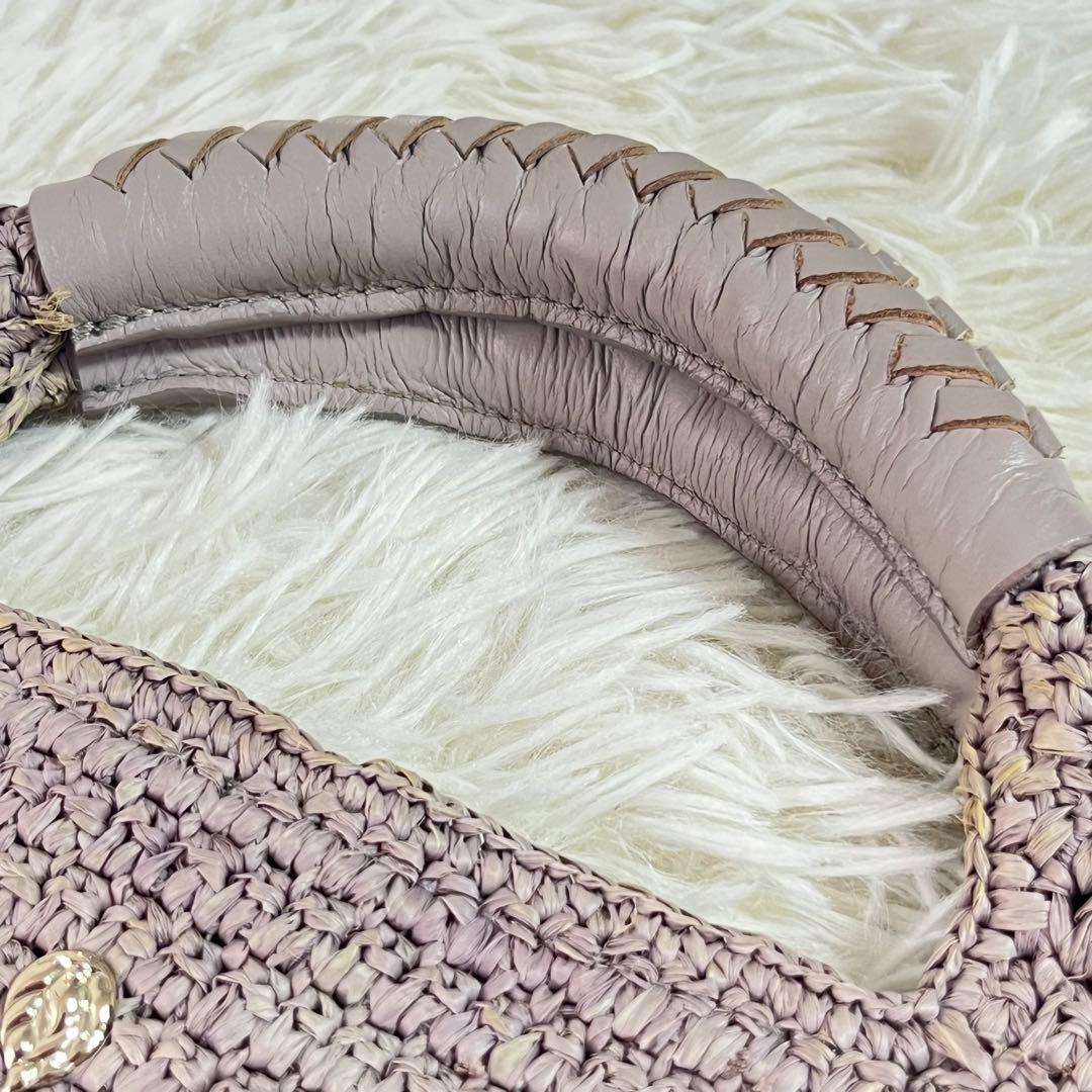 HELEN KAMINSKI ラフィアバッグ カゴバッグ レザーハンドル　グレー