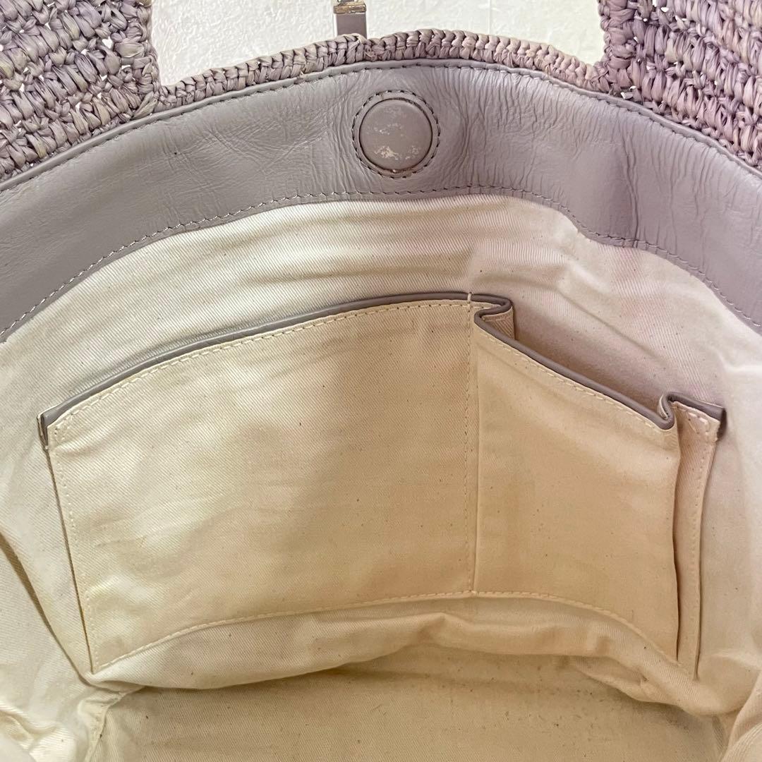 HELEN KAMINSKI ラフィアバッグ カゴバッグ レザーハンドル　グレー