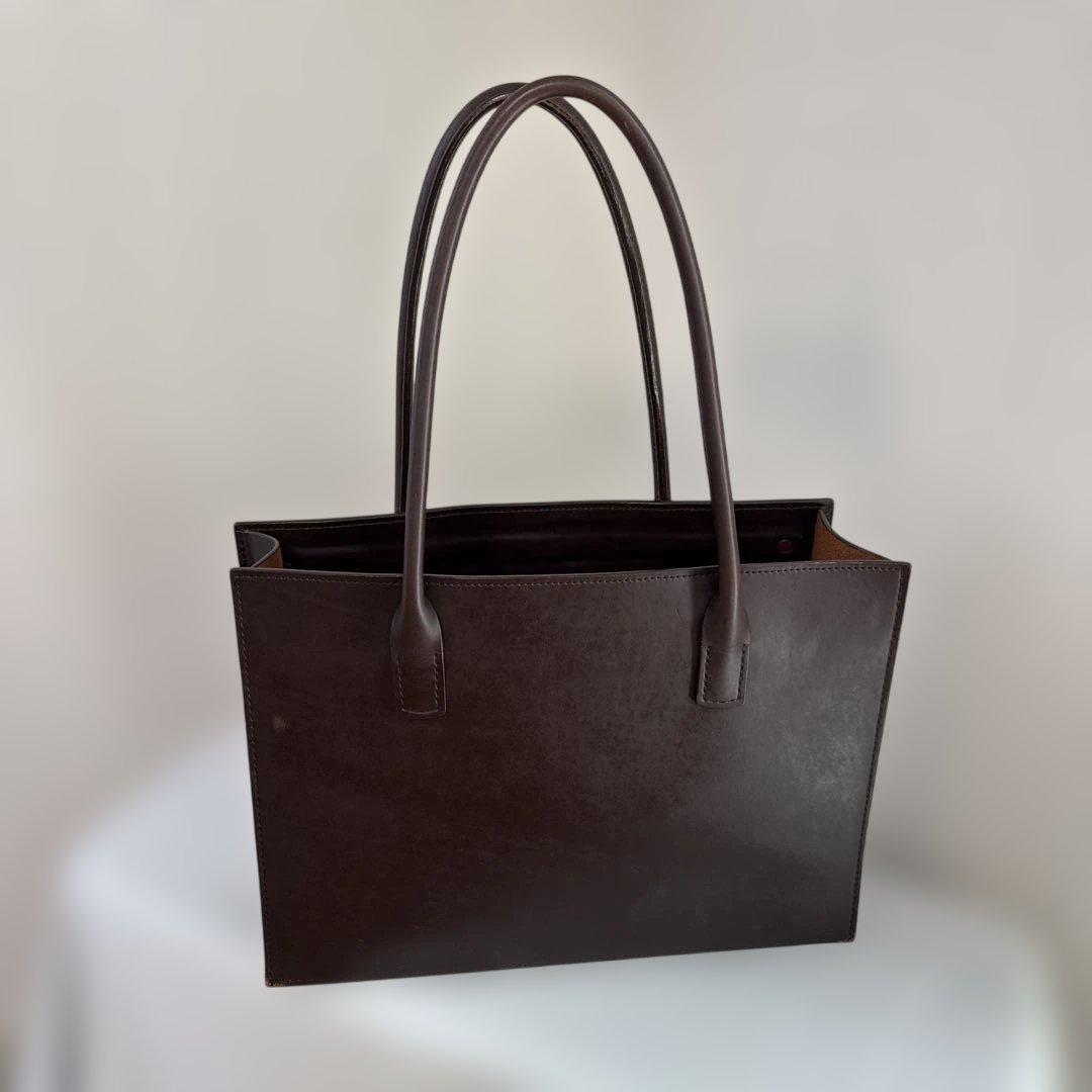 亀屋革具店　大きなトートバッグ肩掛けタイプ　ダークブラウン　（横幅40）