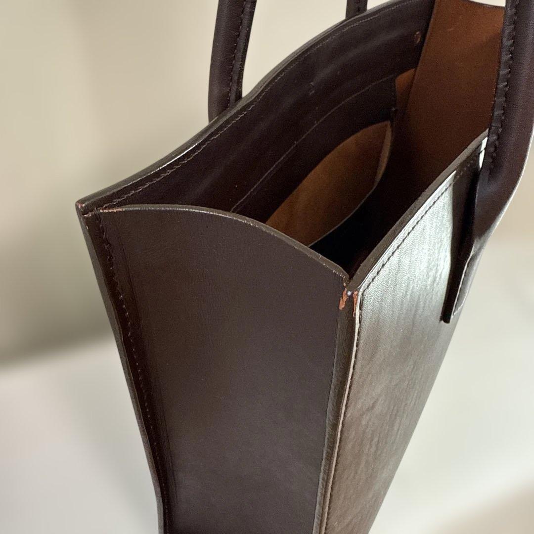 亀屋革具店　大きなトートバッグ肩掛けタイプ　ダークブラウン　（横幅40）