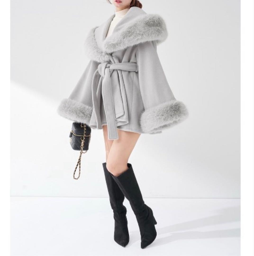 Darich(ダーリッチ)ウエストベルトプリンセスラインコート Gray