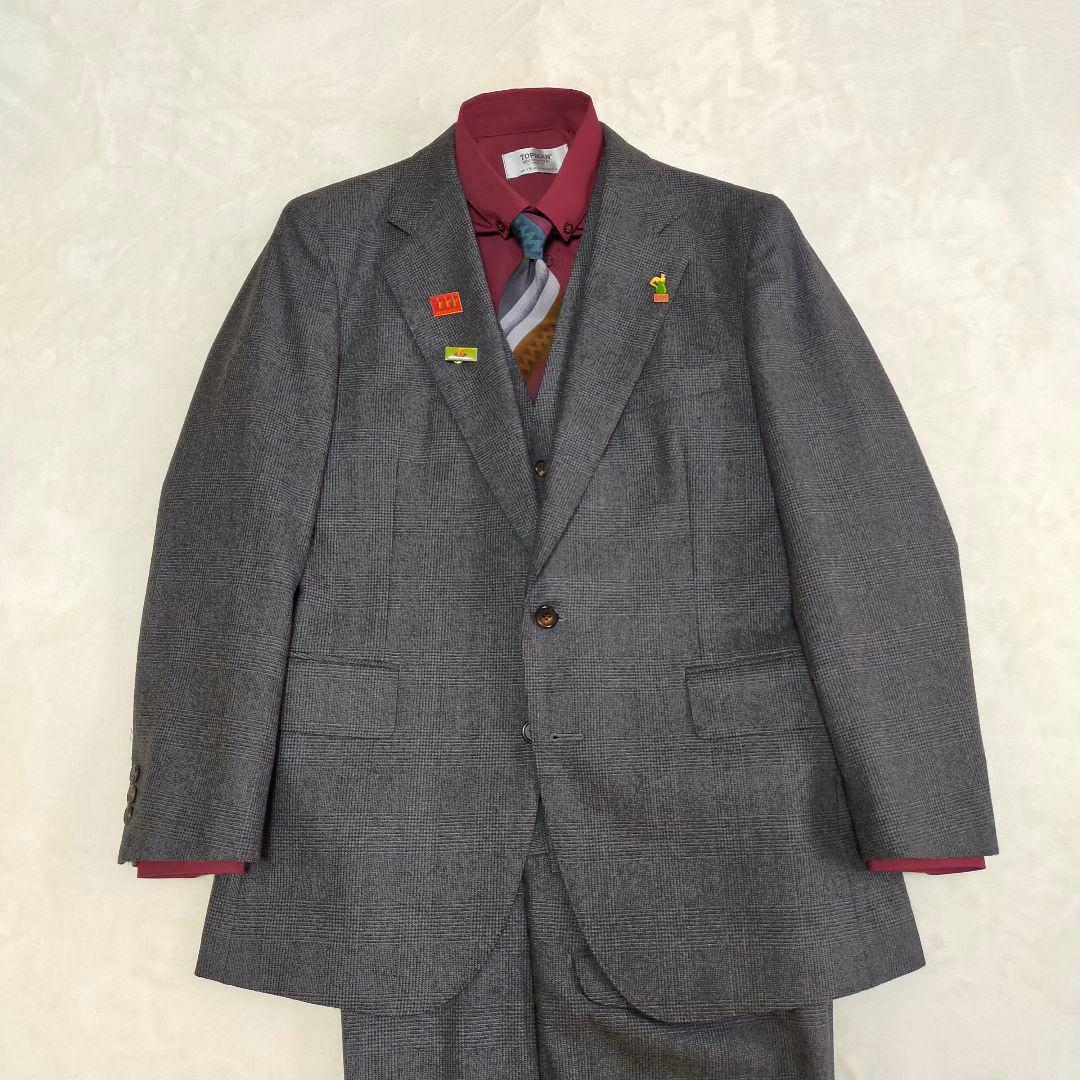 美品　80S 90S　ジャパンヴィンテージ　グレンチェック　スリーピーススーツ