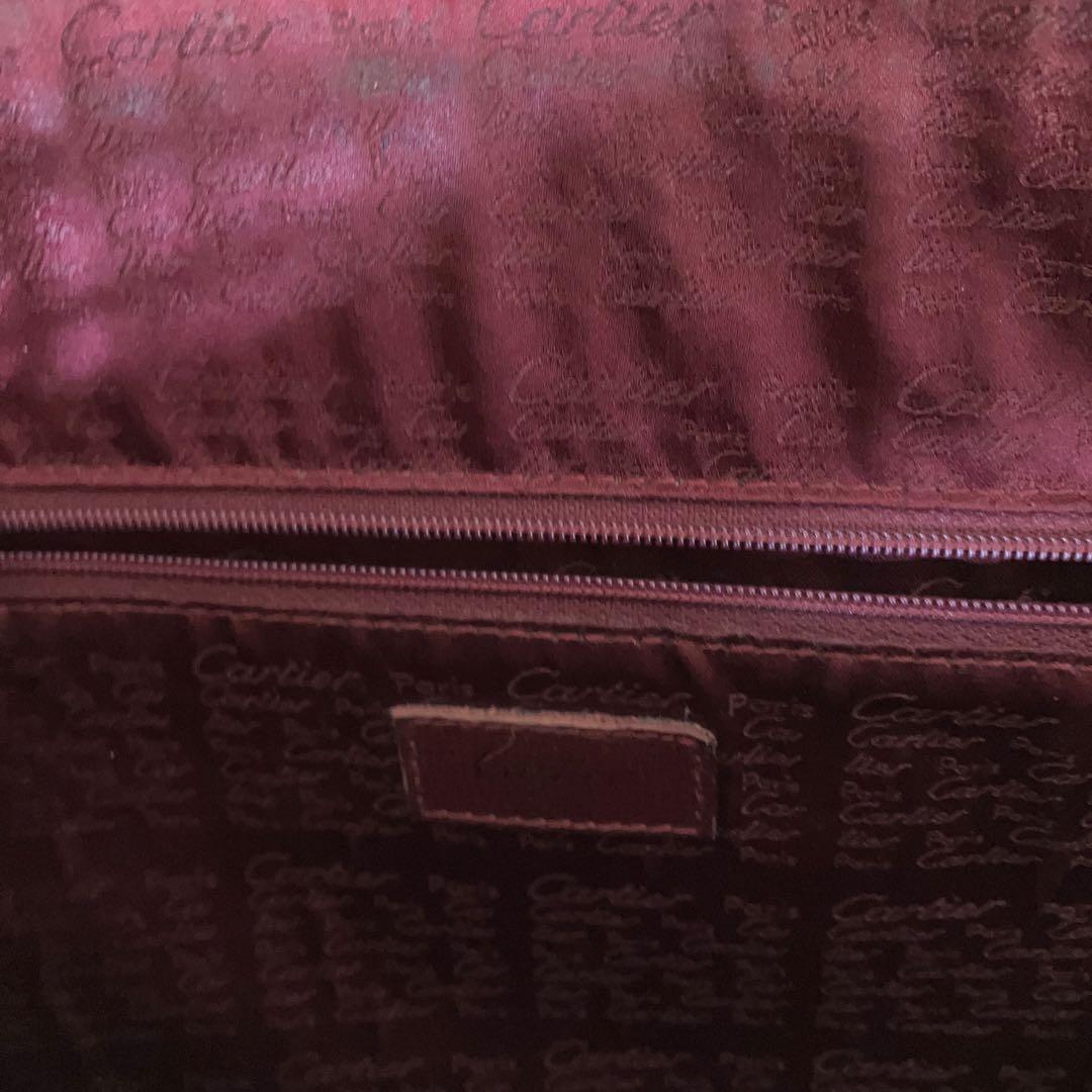 Cartier バーガンディ レザートートバッグ