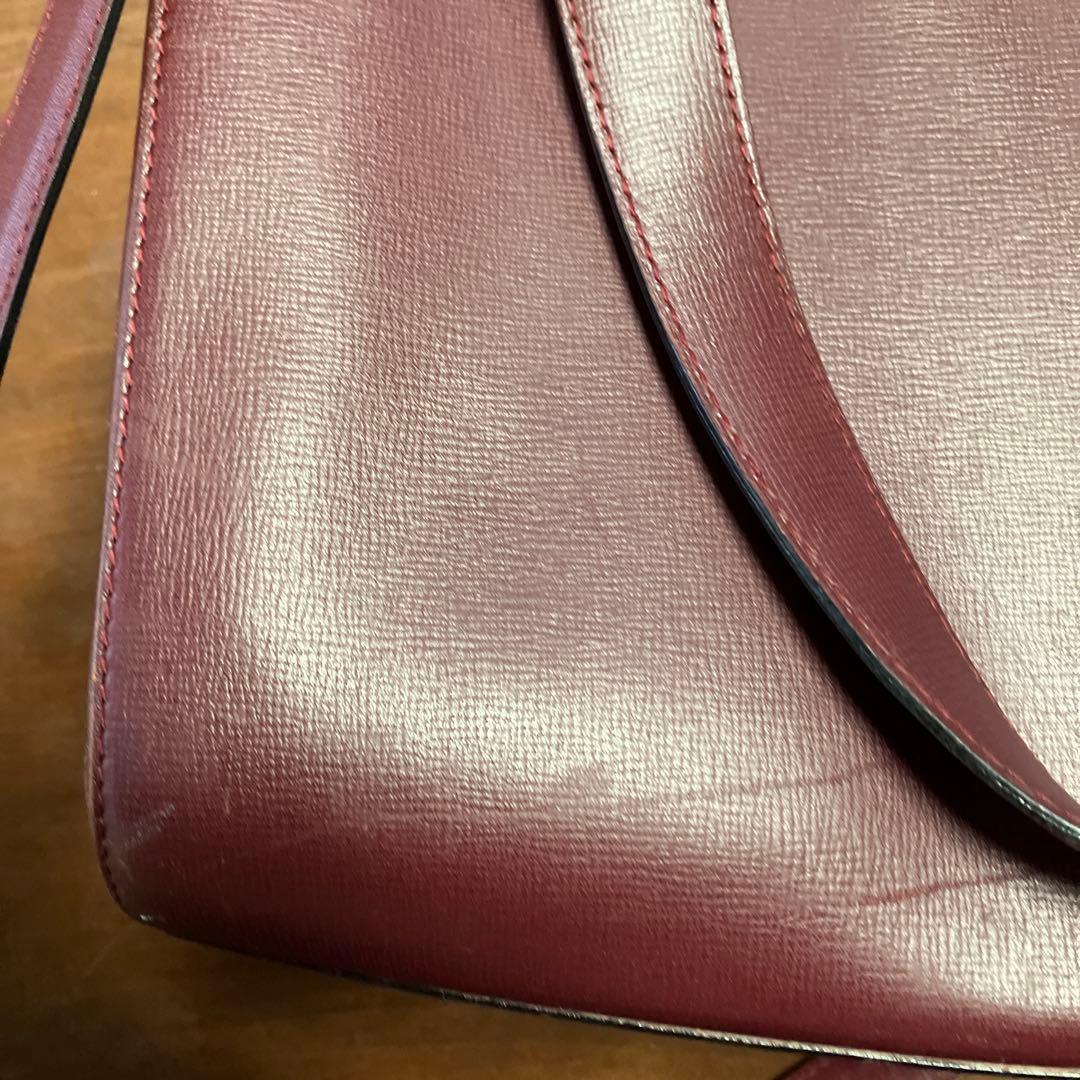 Cartier バーガンディ レザートートバッグ