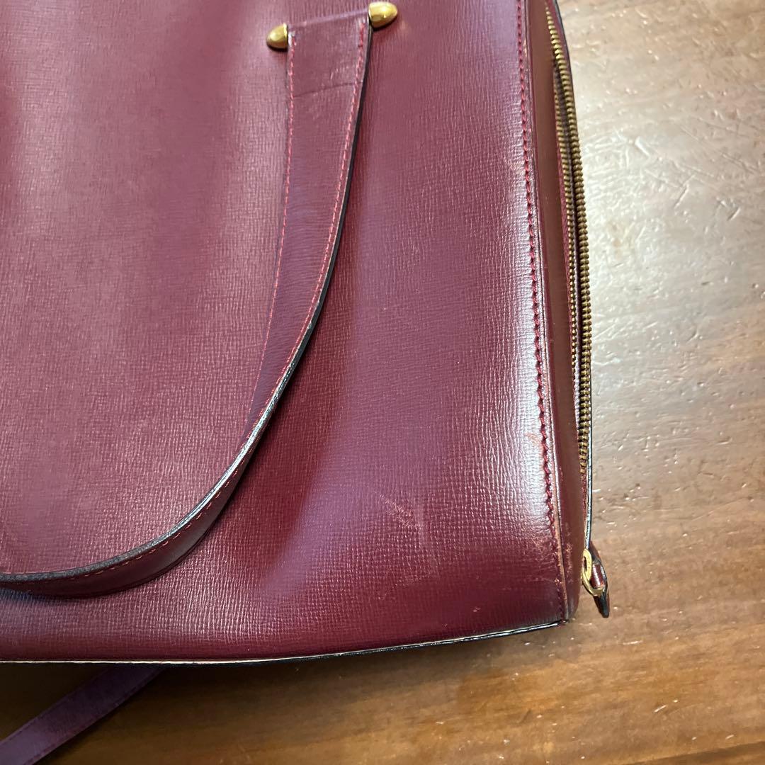 Cartier バーガンディ レザートートバッグ