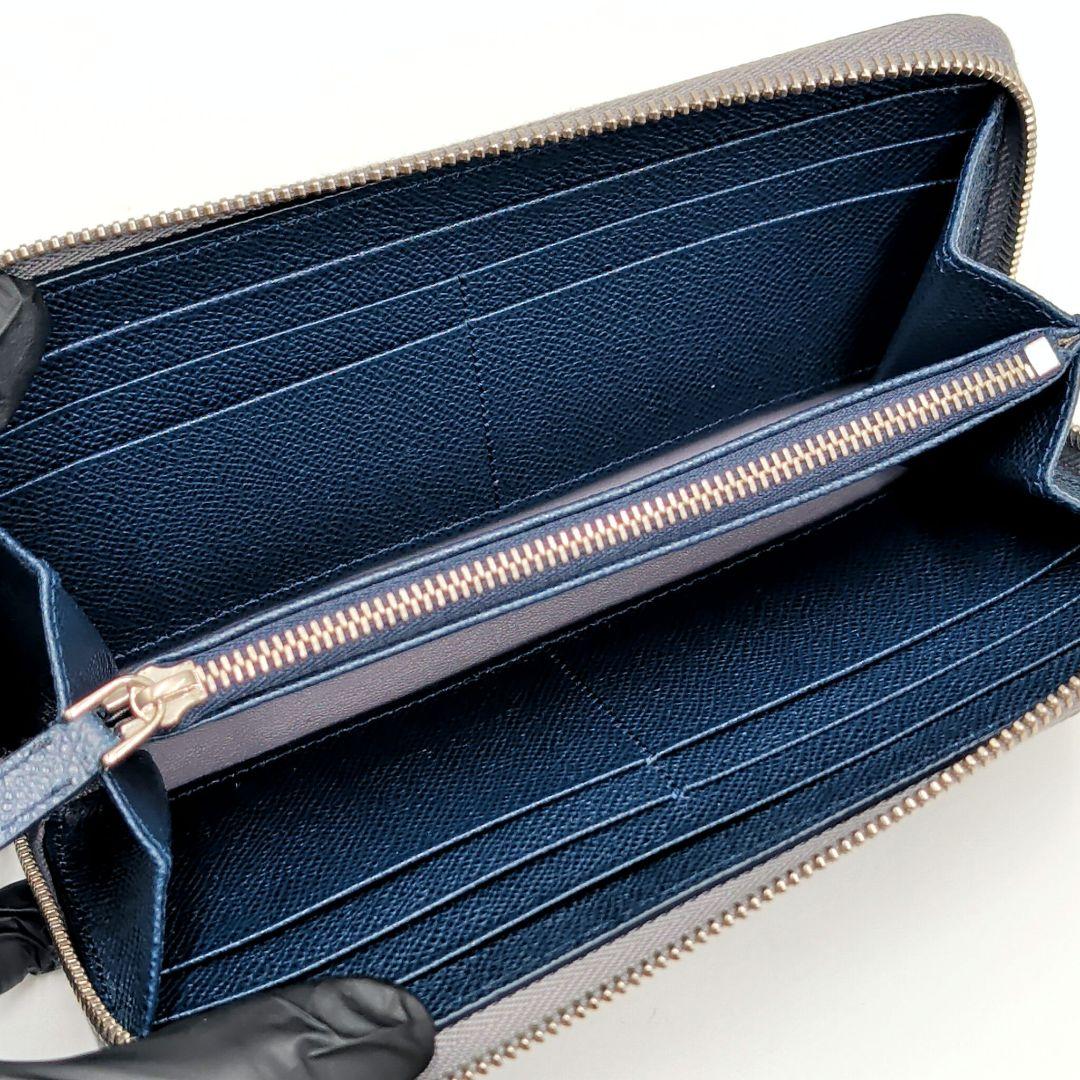 未使用級 BVLGARI ブルガリマン 長財布 サークル 本革 グレー IC搭載