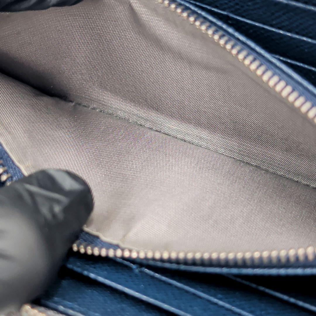 未使用級 BVLGARI ブルガリマン 長財布 サークル 本革 グレー IC搭載