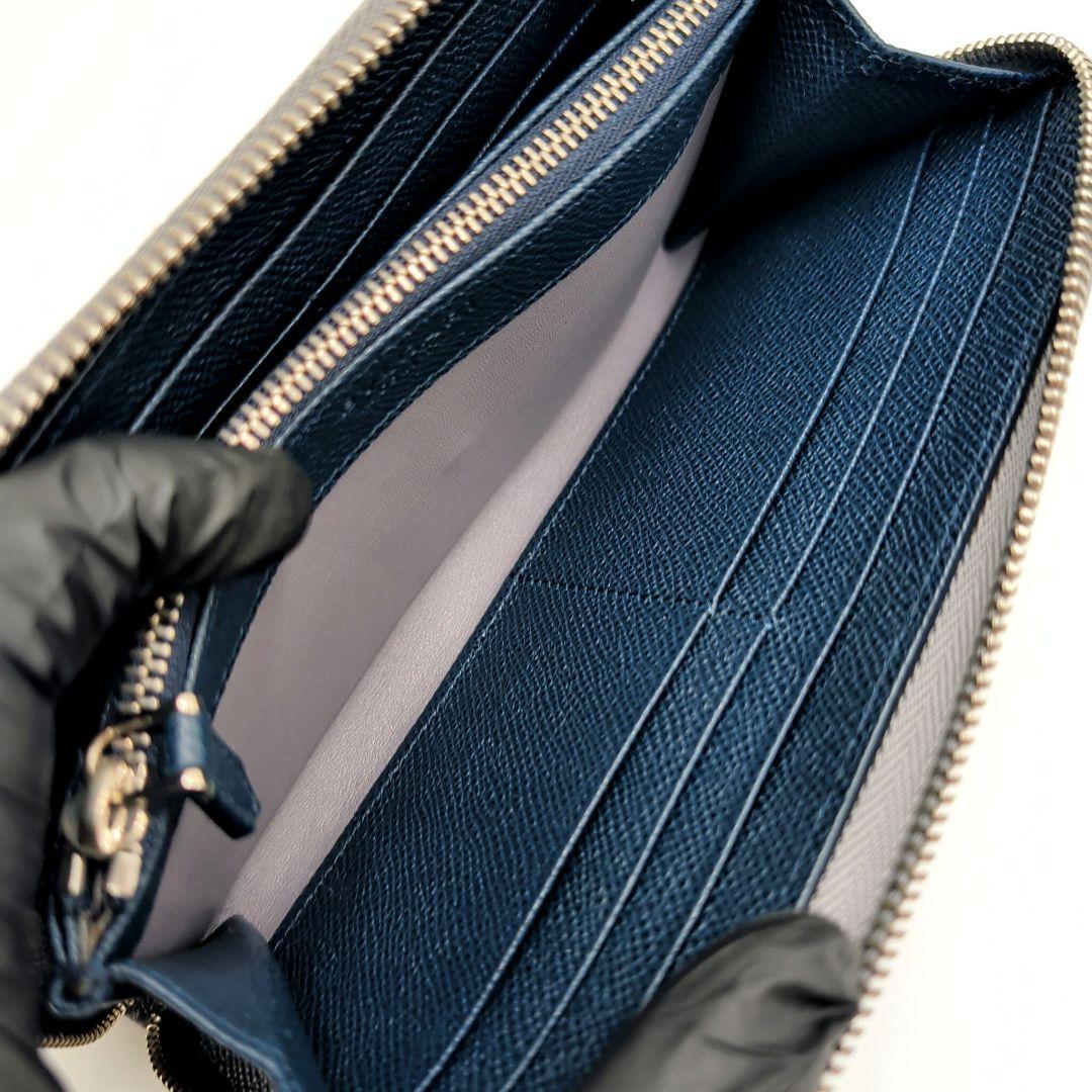 未使用級 BVLGARI ブルガリマン 長財布 サークル 本革 グレー IC搭載