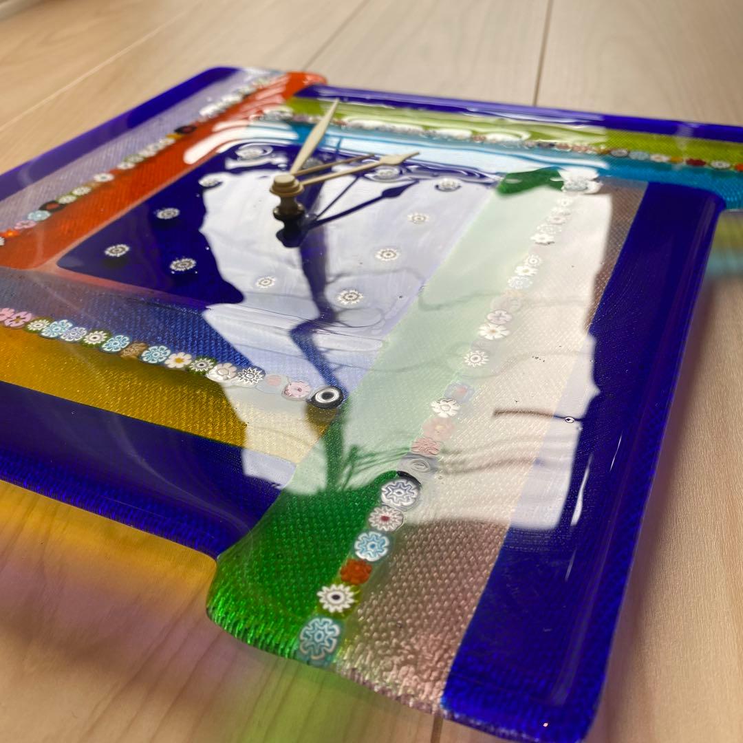 イタリア　ガラス細工　掛け時計　ムラーノガラス　ベニス　ベネチアングラス