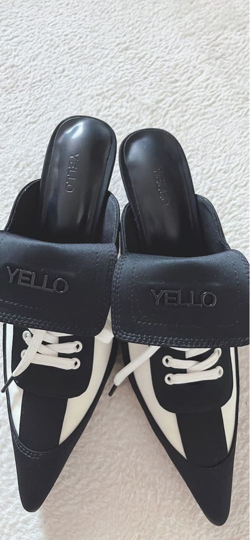 YELLO レースアップミュール 黒白 L 本日のみ