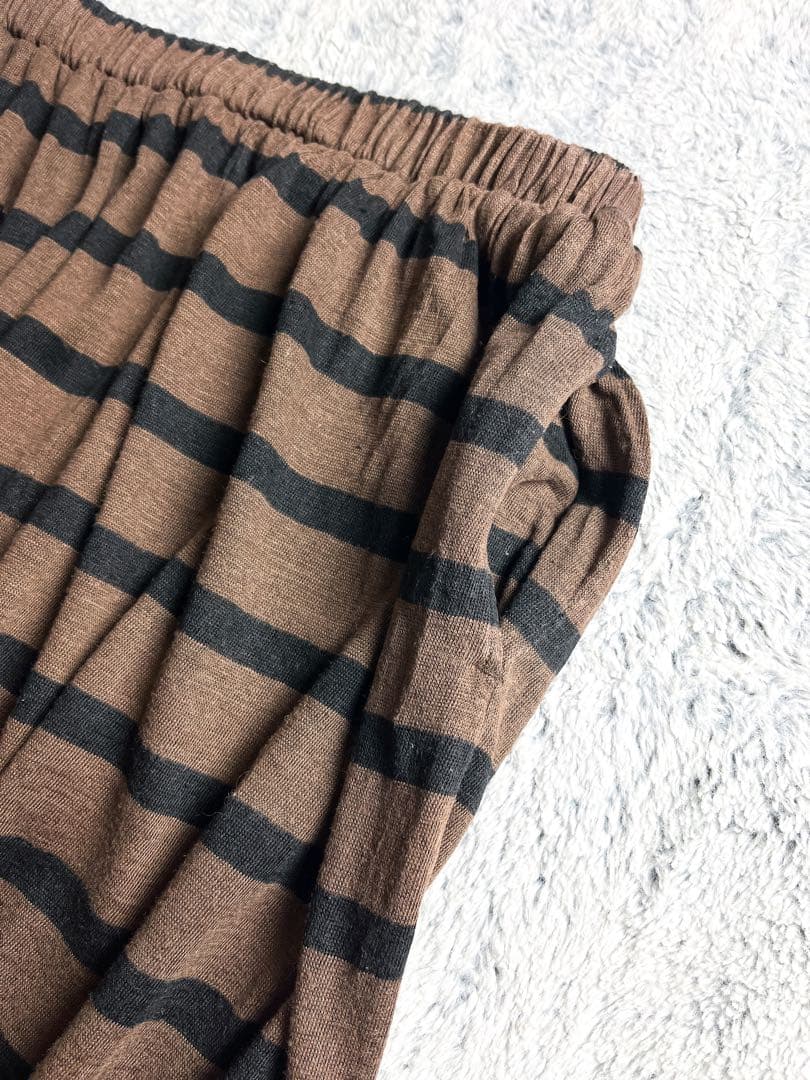 【ICHI Antiquite's】リネン100% ボーダー柄 サルエルパンツ