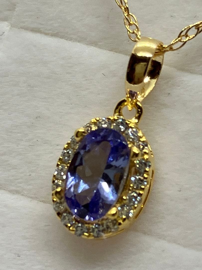 早い者勝ち! 天然タンザナイト ダイヤモンド K18 刻印 ネックレス