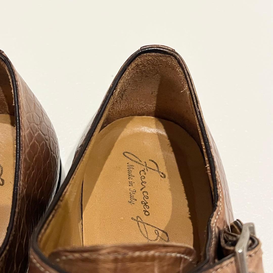 フランチェスコベニーニョ　クロコ型押し　ダブルモンク　ドレスシューズ 26.0