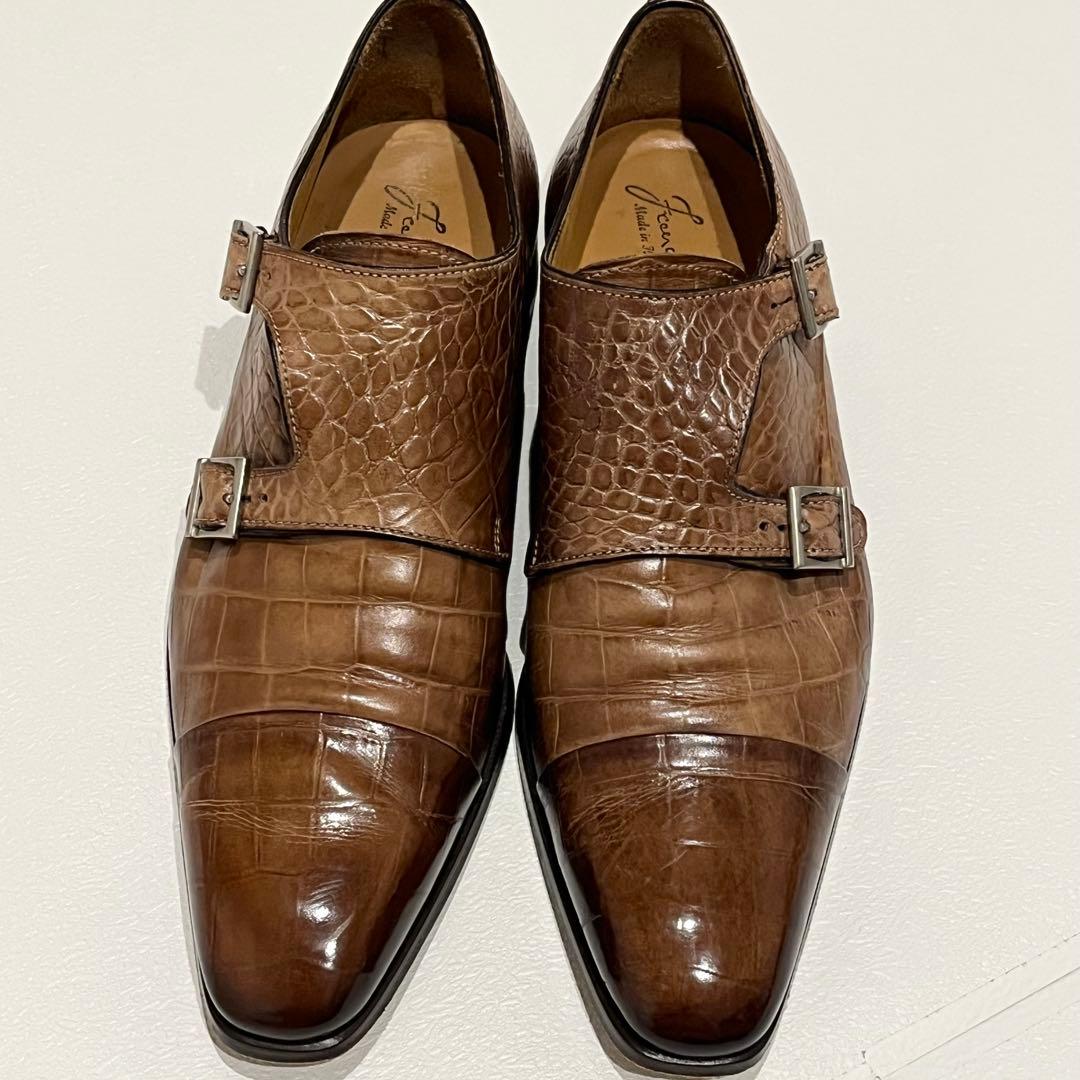 フランチェスコベニーニョ　クロコ型押し　ダブルモンク　ドレスシューズ 26.0