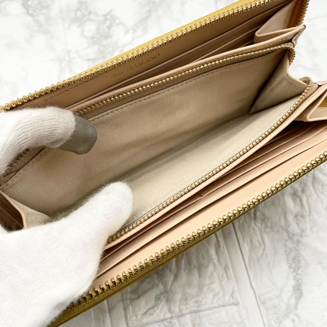 未使用級✨傳濱野 デンハマノ リアルクロコ ラウンドファスナー 長財布 イエロー