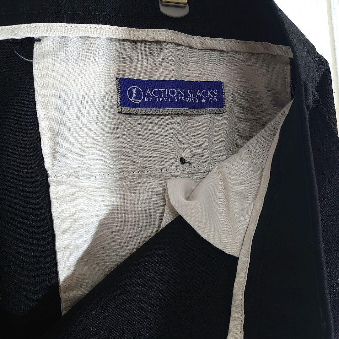人気 リーバイス アクションスラックス W38L31 ブラック ポリパンツ 古着