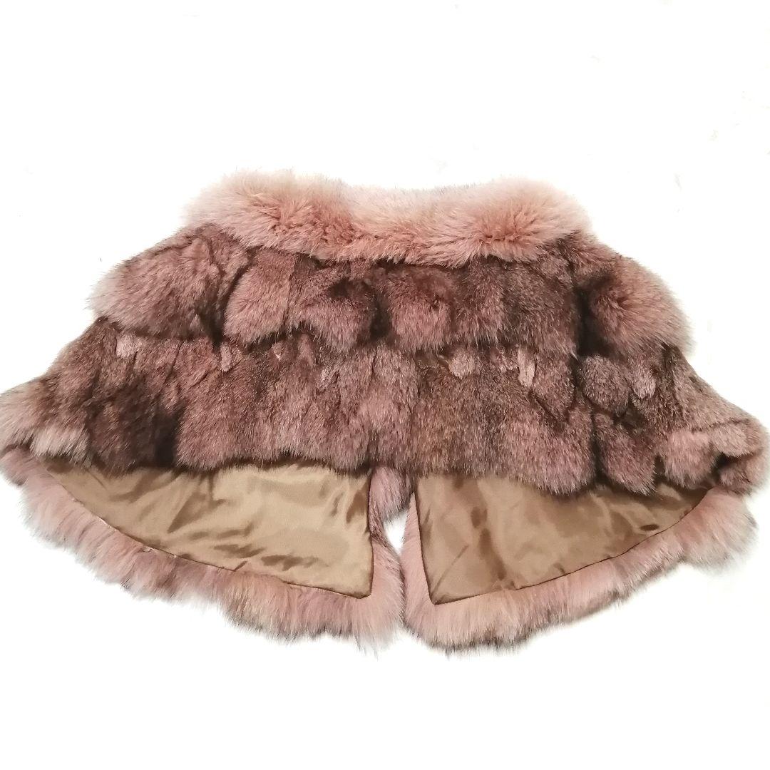 極美品✨ シビラ　フォックス　毛皮　ケープ　ショール　ピンク　リアルファー　希少