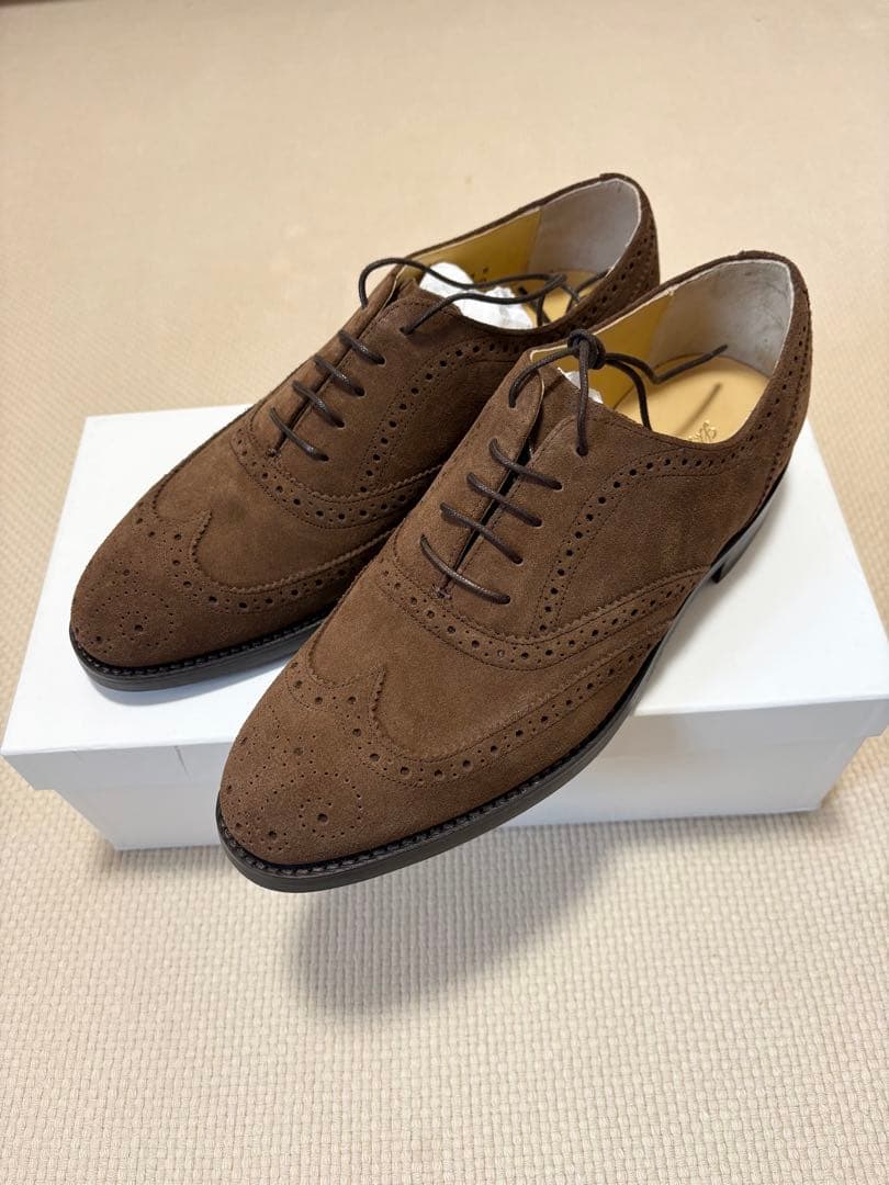 ロイドフットウェア　ブラウンスエード キャップオックスフォードブローグシューズ